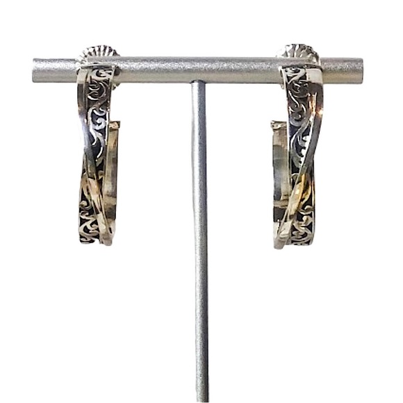 LOIS HILL Sterling Silver Cut Out Hoops with Silver Accent Entwined Throughout - Picture 12 of 14